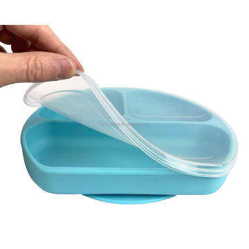 Amazon Hot BPA Free Kids Toddler Divided Silicone Plate baby, Suction Baby Silicone Plate, Baby Feeding Silicone Baby Plate